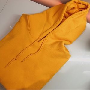 mustard yellow gildan hoodie